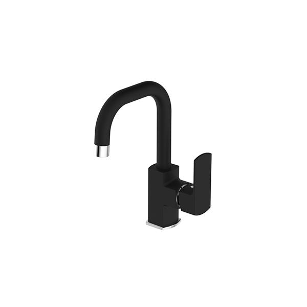 Basin Mixer With Spout Texture Matt Black